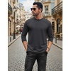 COOFANDY Mens Long Sleeve Tee Shirts Stretch Crew Neck Tee Shirts Casual T Shirts for Men(Dark Grey)