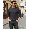 COOFANDY Mens Long Sleeve Tee Shirts Stretch Crew Neck Tee Shirts Casual T Shirts for Men(Dark Grey)