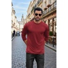 COOFANDY Mens Long Sleeve Tee Shirts Stretch Crew Neck Tee Shirts Casual T Shirts for Men(Deep Red)
