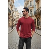 COOFANDY Mens Long Sleeve Tee Shirts Stretch Crew Neck Tee Shirts Casual T Shirts for Men(Deep Red)
