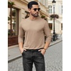 COOFANDY Mens Long Sleeve Tee Shirts Stretch Crew Neck Tee Shirts Casual T Shirts for Men(Khaki)