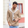 COOFANDY Mens Long Sleeve Tee Shirts Stretch Crew Neck Tee Shirts Casual T Shirts for Men(Khaki)