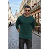 COOFANDY Mens Long Sleeve Tee Shirts Stretch Crew Neck Tee Shirts Casual T Shirts for Men(Lake Green)