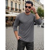 COOFANDY Mens Long Sleeve Tee Shirts Stretch Crew Neck Tee Shirts Casual T Shirts for Men(Light Grey)