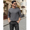 COOFANDY Mens Long Sleeve Tee Shirts Stretch Crew Neck Tee Shirts Casual T Shirts for Men(Light Grey)