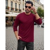 COOFANDY Mens Long Sleeve Tee Shirts Stretch Crew Neck Tee Shirts Casual T Shirts for Men(Wine Red)