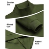 COOFANDY Mens Quarter Zip Pullover Fleece Sweatshirt Casual Quilt Sweater(Army Green)