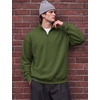 COOFANDY Mens Quarter Zip Pullover Fleece Sweatshirt Casual Quilt Sweater(Army Green)