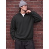 COOFANDY Mens Quarter Zip Pullover Fleece Sweatshirt Casual Quilt Sweater(Black)