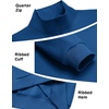 COOFANDY Mens Quarter Zip Pullover Fleece Sweatshirt Casual Quilt Sweater(Blue)