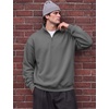 COOFANDY Mens Quarter Zip Pullover Fleece Sweatshirt Casual Quilt Sweater(Dark Grey)