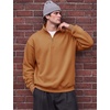 COOFANDY Mens Quarter Zip Pullover Fleece Sweatshirt Casual Quilt Sweater(Light Brown)