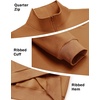 COOFANDY Mens Quarter Zip Pullover Fleece Sweatshirt Casual Quilt Sweater(Light Brown)