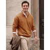 COOFANDY Mens Quarter Zip Pullover Fleece Sweatshirt Casual Quilt Sweater(Light Brown)