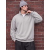 COOFANDY Mens Quarter Zip Pullover Fleece Sweatshirt Casual Quilt Sweater(Light Grey)