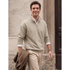 COOFANDY Mens Quarter Zip Pullover Fleece Sweatshirt Casual Quilt Sweater(Light Khaki)