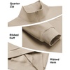 COOFANDY Mens Quarter Zip Pullover Fleece Sweatshirt Casual Quilt Sweater(Light Khaki)