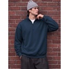 COOFANDY Mens Quarter Zip Pullover Fleece Sweatshirt Casual Quilt Sweater(Navy Blue)