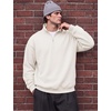 COOFANDY Mens Quarter Zip Pullover Fleece Sweatshirt Casual Quilt Sweater(White)