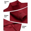 COOFANDY Mens Quarter Zip Pullover Fleece Sweatshirt Casual Quilt Sweater(Wine Red)