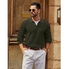 COOFANDY Men’s Sweater Long Sleeve Knitted Polo Textured Casual Pullover(Army Green)