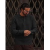 COOFANDY Men’s Sweater Long Sleeve Knitted Polo Textured Casual Pullover(Black)