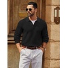 COOFANDY Men’s Sweater Long Sleeve Knitted Polo Textured Casual Pullover(Black)
