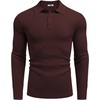 COOFANDY Men’s Sweater Long Sleeve Knitted Polo Textured Casual Pullover(Brown)