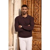 COOFANDY Men’s Sweater Long Sleeve Knitted Polo Textured Casual Pullover(Brown)