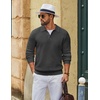 COOFANDY Men’s Sweater Long Sleeve Knitted Polo Textured Casual Pullover(Dark Grey)