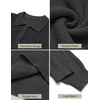 COOFANDY Men’s Sweater Long Sleeve Knitted Polo Textured Casual Pullover(Dark Grey)