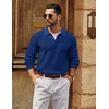 COOFANDY Men’s Sweater Long Sleeve Knitted Polo Textured Casual Pullover(Deep Blue)