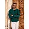 COOFANDY Men’s Sweater Long Sleeve Knitted Polo Textured Casual Pullover(Green)