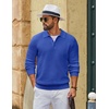 COOFANDY Men’s Sweater Long Sleeve Knitted Polo Textured Casual Pullover(Grey Blue)
