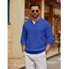 COOFANDY Men’s Sweater Long Sleeve Knitted Polo Textured Casual Pullover(Grey Blue)