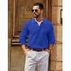 COOFANDY Men’s Sweater Long Sleeve Knitted Polo Textured Casual Pullover(Grey Blue)