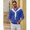 COOFANDY Men’s Sweater Long Sleeve Knitted Polo Textured Casual Pullover(Grey Blue)