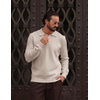 COOFANDY Men’s Sweater Long Sleeve Knitted Polo Textured Casual Pullover(Khaki)