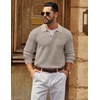 COOFANDY Men’s Sweater Long Sleeve Knitted Polo Textured Casual Pullover(Khaki)