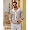 COOFANDY Men’s Sweater Long Sleeve Knitted Polo Textured Casual Pullover(Khaki)