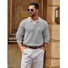 COOFANDY Men’s Sweater Long Sleeve Knitted Polo Textured Casual Pullover(Light Grey)