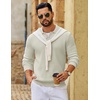 COOFANDY Men’s Sweater Long Sleeve Knitted Polo Textured Casual Pullover(Light Khaki)