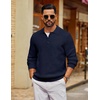 COOFANDY Men’s Sweater Long Sleeve Knitted Polo Textured Casual Pullover(Navy Blue)