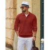 COOFANDY Men’s Sweater Long Sleeve Knitted Polo Textured Casual Pullover(Pure Red)