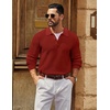 COOFANDY Men’s Sweater Long Sleeve Knitted Polo Textured Casual Pullover(Pure Red)