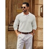 COOFANDY Men’s Sweater Long Sleeve Knitted Polo Textured Casual Pullover(White)
