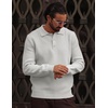 COOFANDY Men’s Sweater Long Sleeve Knitted Polo Textured Casual Pullover(White)