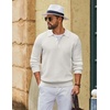 COOFANDY Men’s Sweater Long Sleeve Knitted Polo Textured Casual Pullover(White)