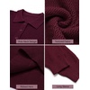 COOFANDY Men’s Sweater Long Sleeve Knitted Polo Textured Casual Pullover(Wine Red)