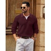 COOFANDY Men’s Sweater Long Sleeve Knitted Polo Textured Casual Pullover(Wine Red)
